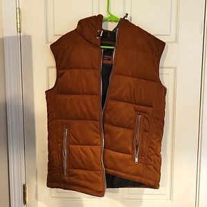 Zara Faux Suede Full Zip Sleeveless Hoodie Vest